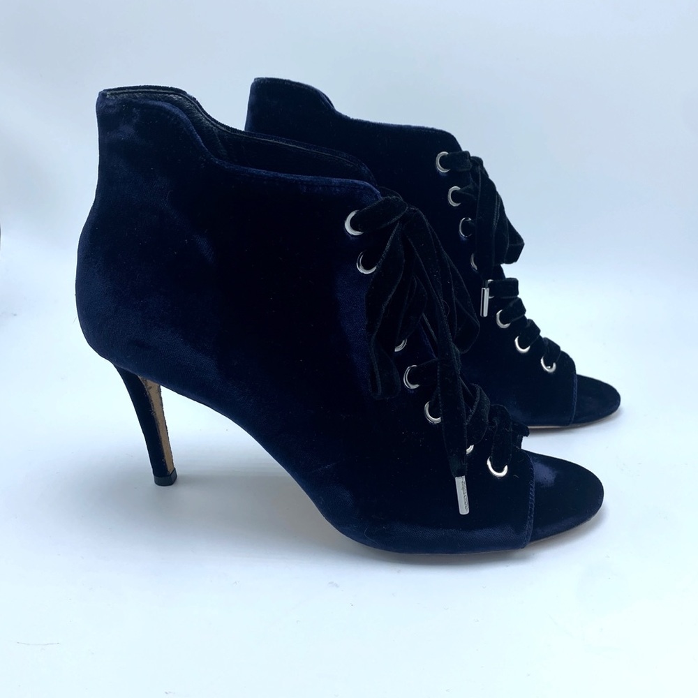 Jimmy Choo Mavy size 37 / 7 Dark Blue Velvet Lace-Up Ankle Boots
